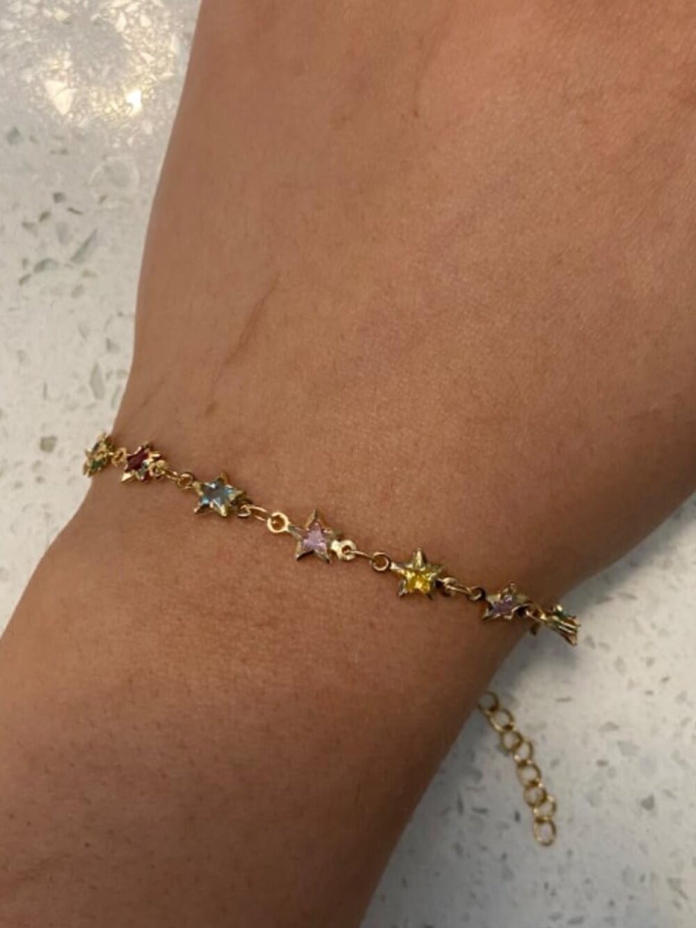Neiman Marcus 18K Gold Plated Multi Stone Crystal Star Memorial Day Bracelet